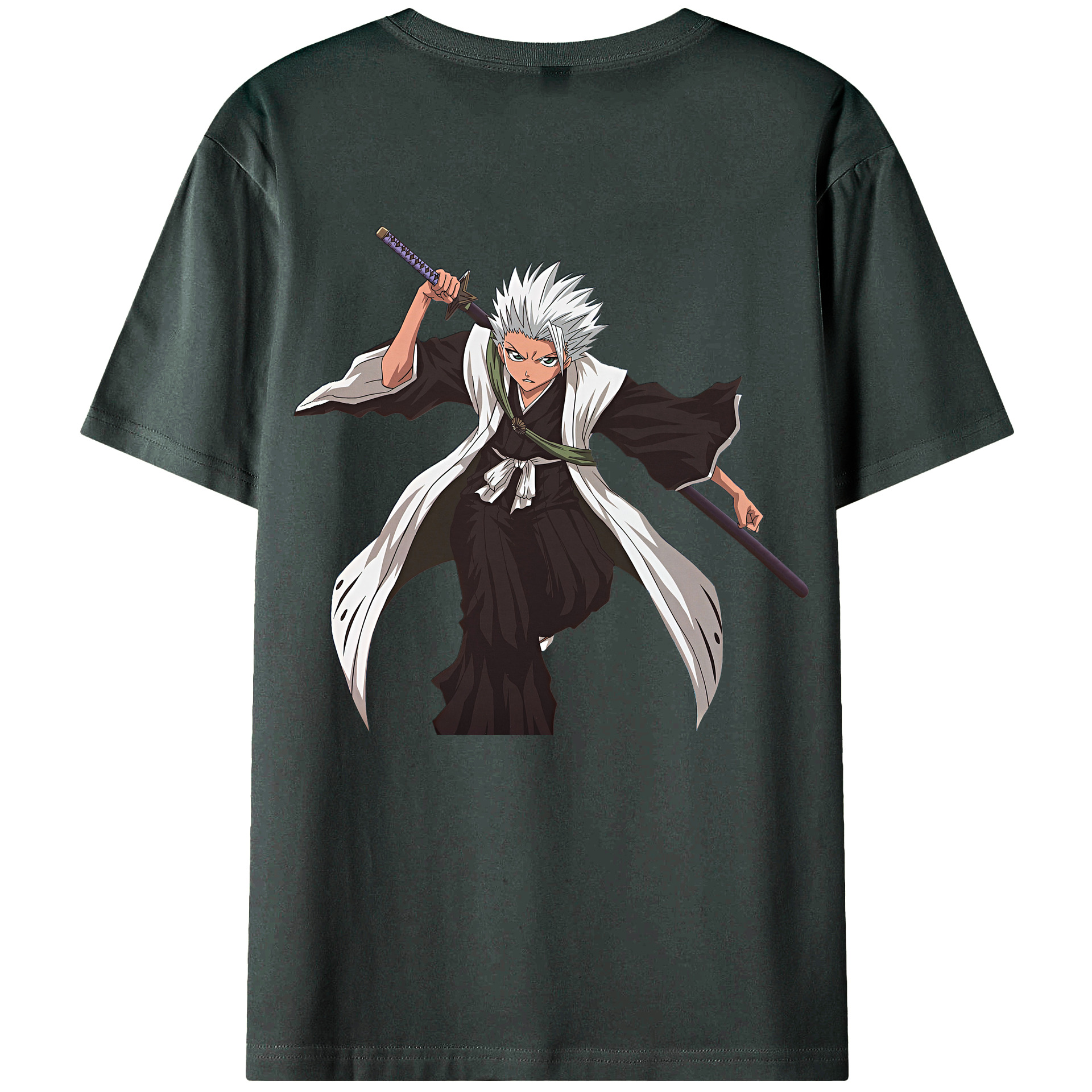 （画像用） ブリーチ 日番谷冬獅郎（ひつがや とうしろう） BLEACH Hitsugaya Toushirou 綿100％ メンズ半袖Tシャツ（バックプリント） 通気性